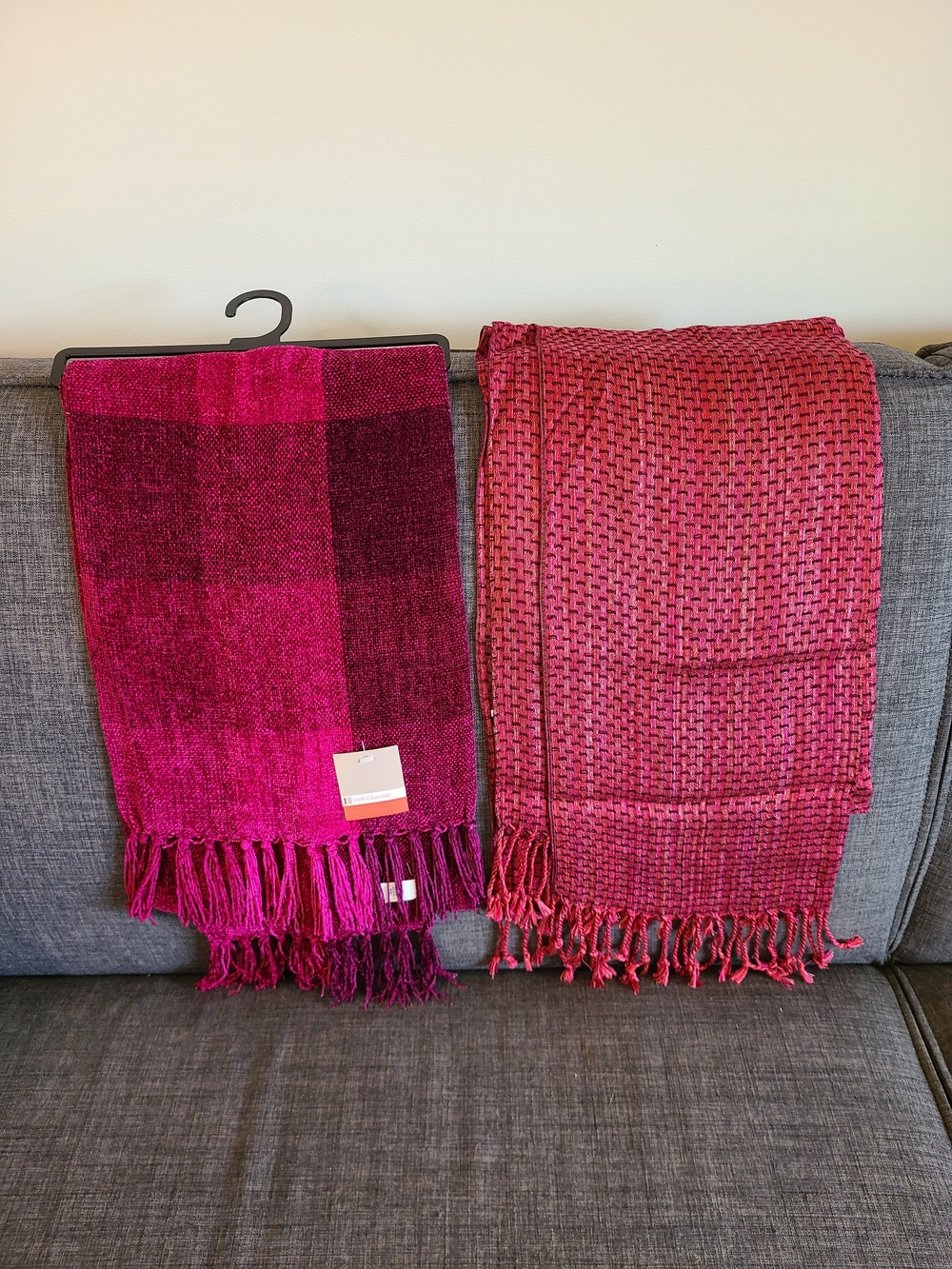 Two Women's Scarves - Berry Pink & Red
